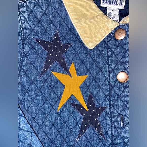 Vintage Haik’s Denim Jacket Quilt Blue Button - Picture 3 of 7